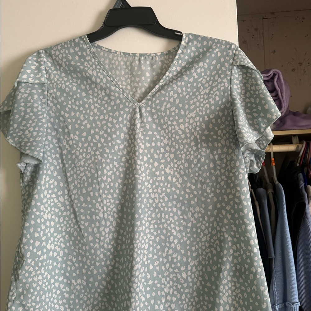 Elegant Light Blue Patterned Women's Top